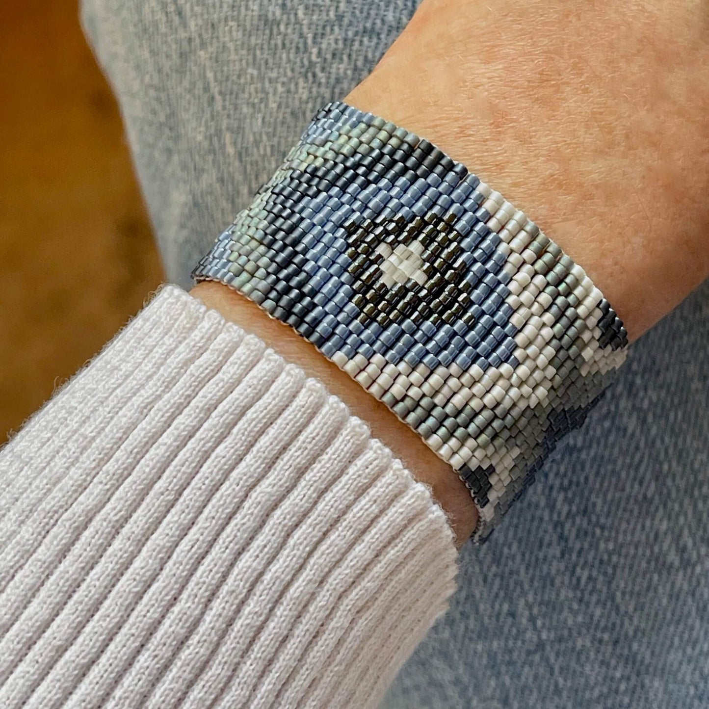Stacking Bracelets | Beaded Woven Bracelet/Stretch Bracelets-X's Blue Set/Single