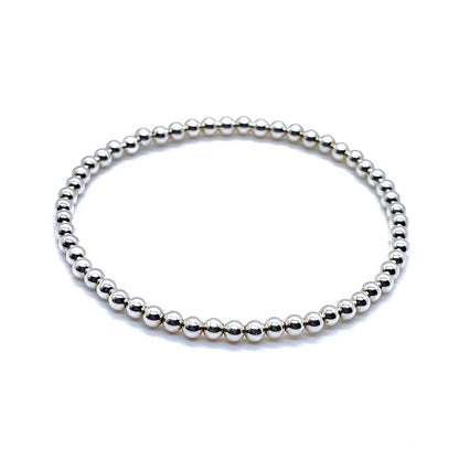 3mm silver bead stretch bracelet.