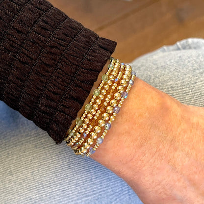 Crystal Bracelets with 14K Gold Fill Beads | Multicolor | Singles