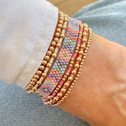 Seed Bead Bracelets | Stacking Bracelets | Small Round/Gold & Silver - Singles