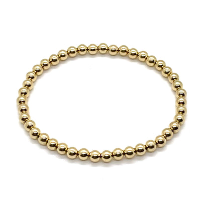 4mm 14K gold filled ball bead stretch bracelet/Waterproof/Non-Tarnishing