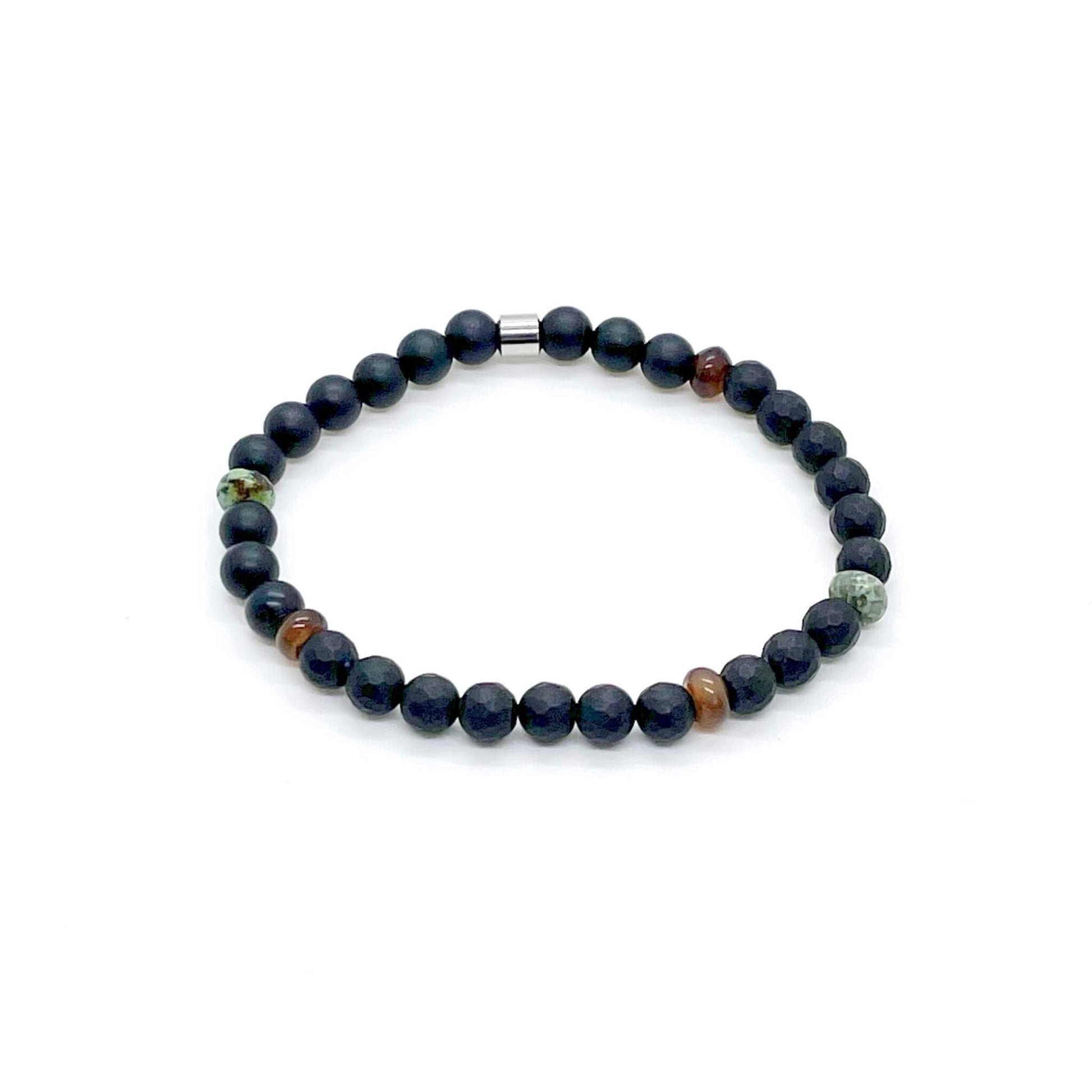 Mens black onyx bracelet/Stretch bracelet/Mens gemstone bracelets/Stacking bracelet