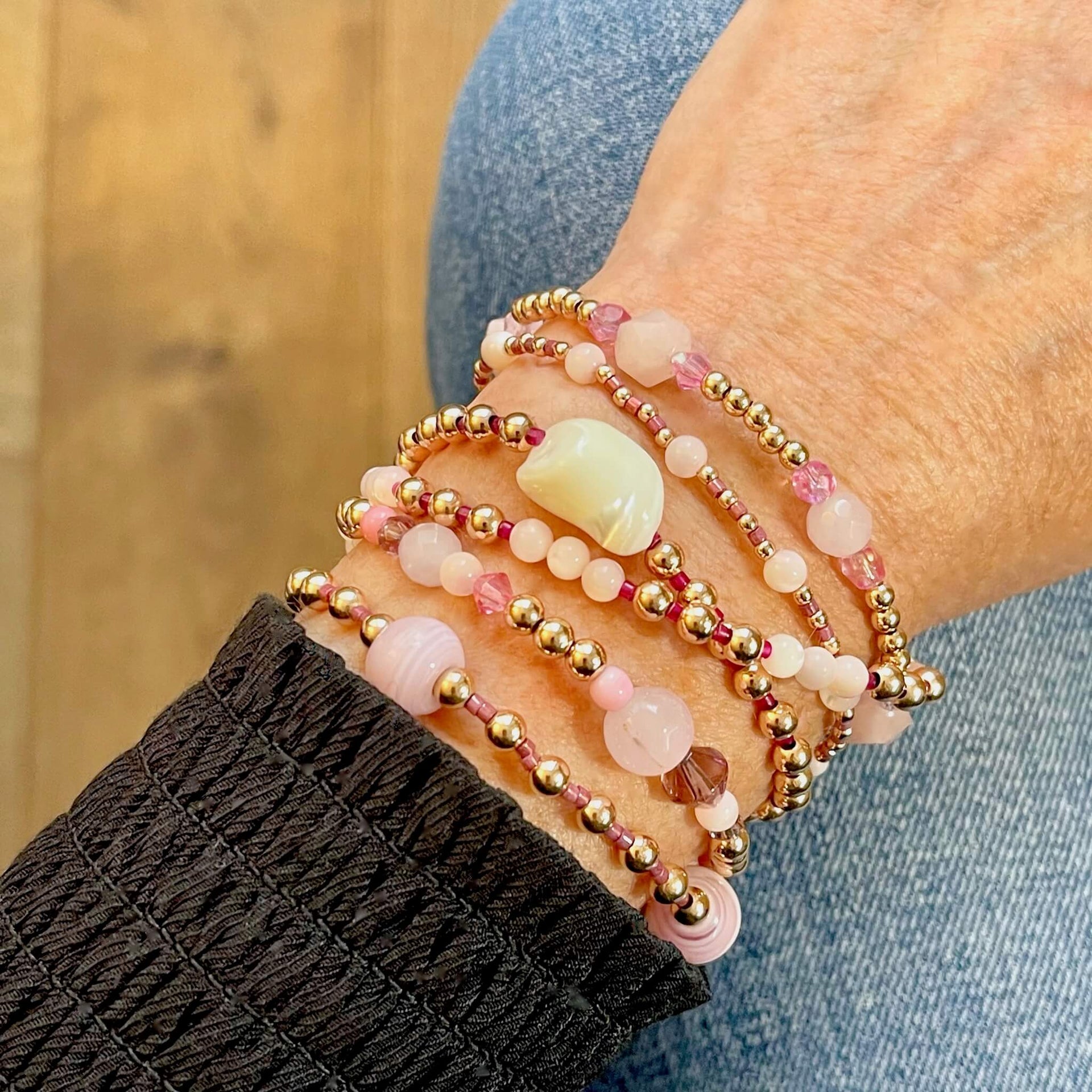 Multi Pink Beads Bracelet