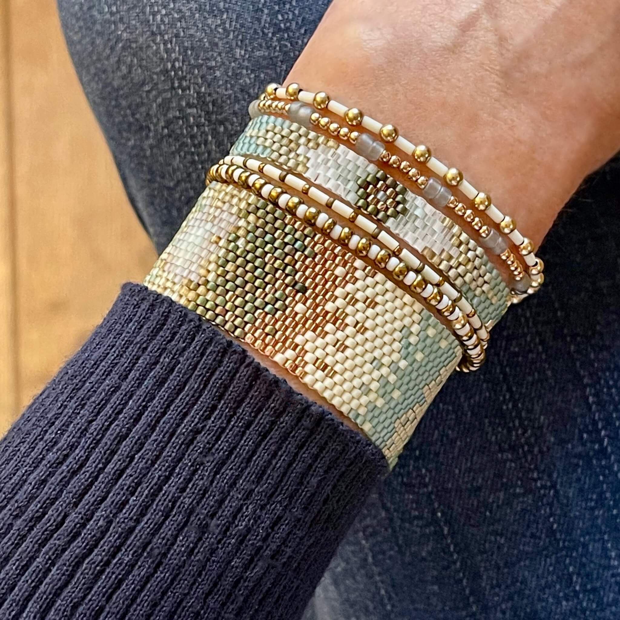 Crystals bracelet, Bead woven bracelet, 2024 Woven bracelet for women , Champagne bead bracelet , Hand-woven bracelet , Woven bracelet beads