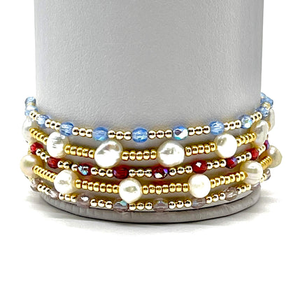 Heart & Freshwater Pearl Bracelets/Gold Seed Beads | Stack & Singles