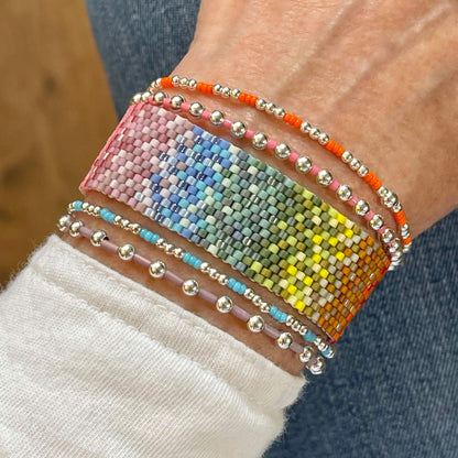 Ombre Flat Beaded Bracelet in Multi-Color | Rainbow