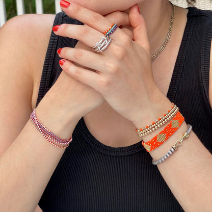 Woven Beaded Bracelets | Stretch Bracelets | Stack & Solos | Orange