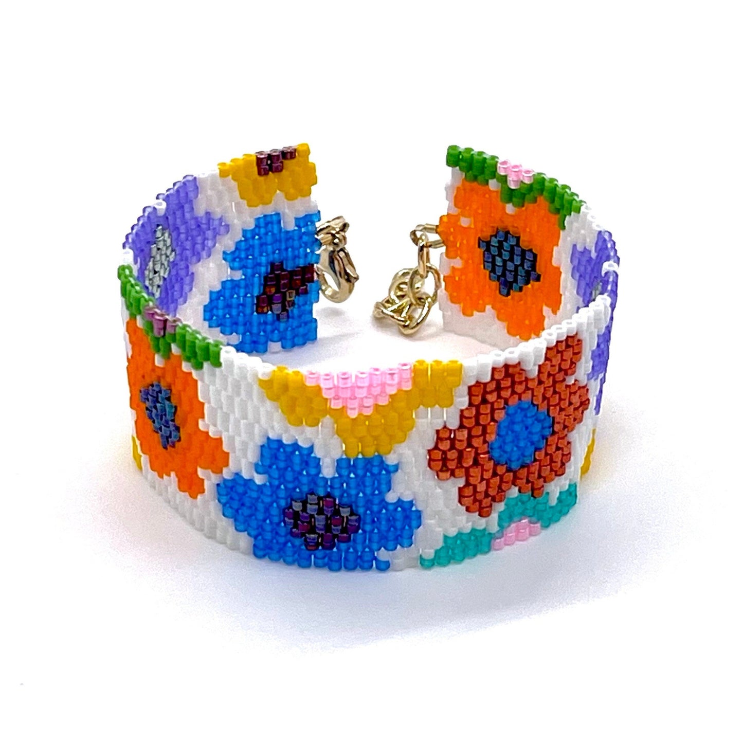 Flower Bead Cuff Bracelet/Daisy Chain | Blue/Yellow/Green | Set & Singles