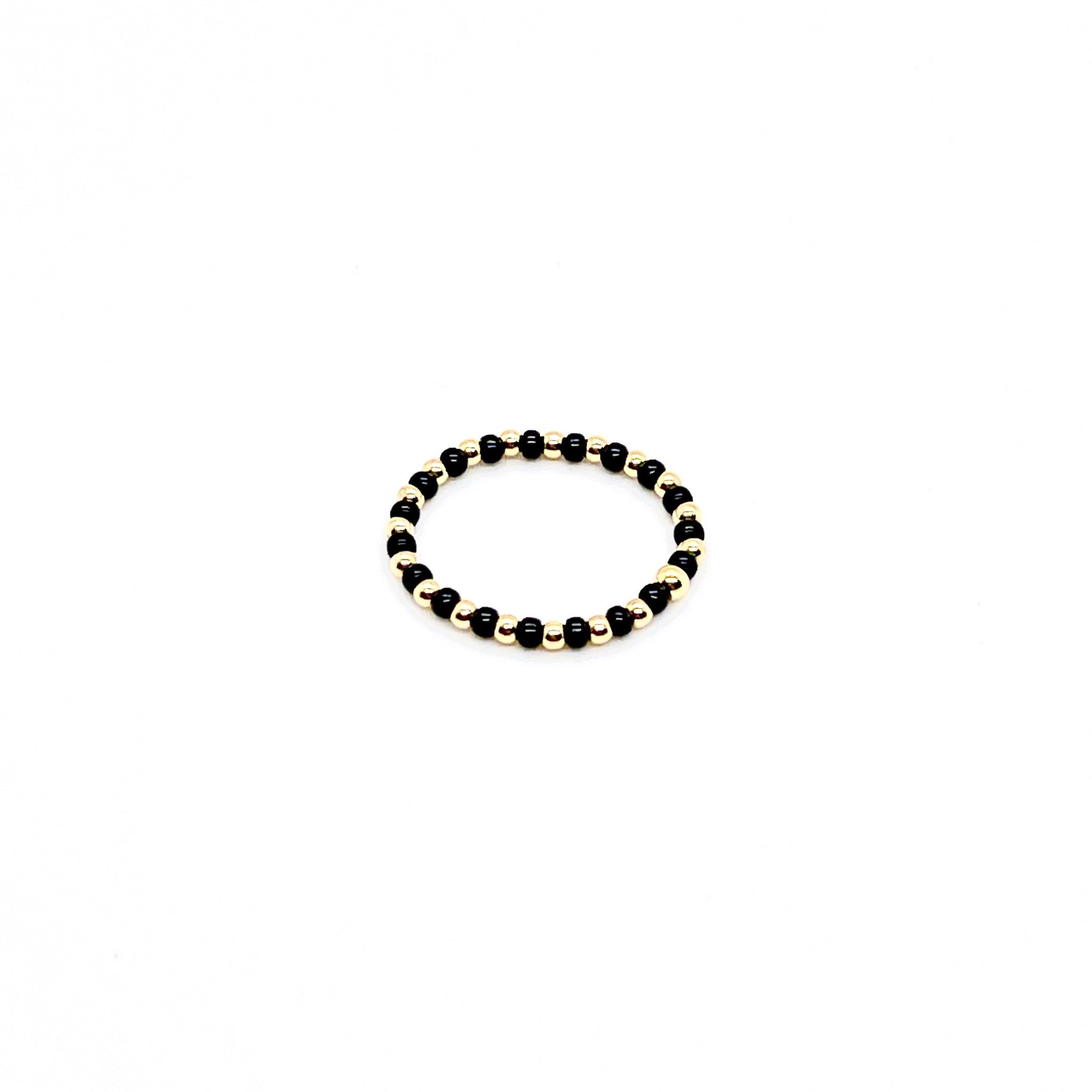 Black bead ring Handmade jewelry Beaded accessories Wide beaded ring - Shop  JuJuJewelryShop General Rings - Pinkoi