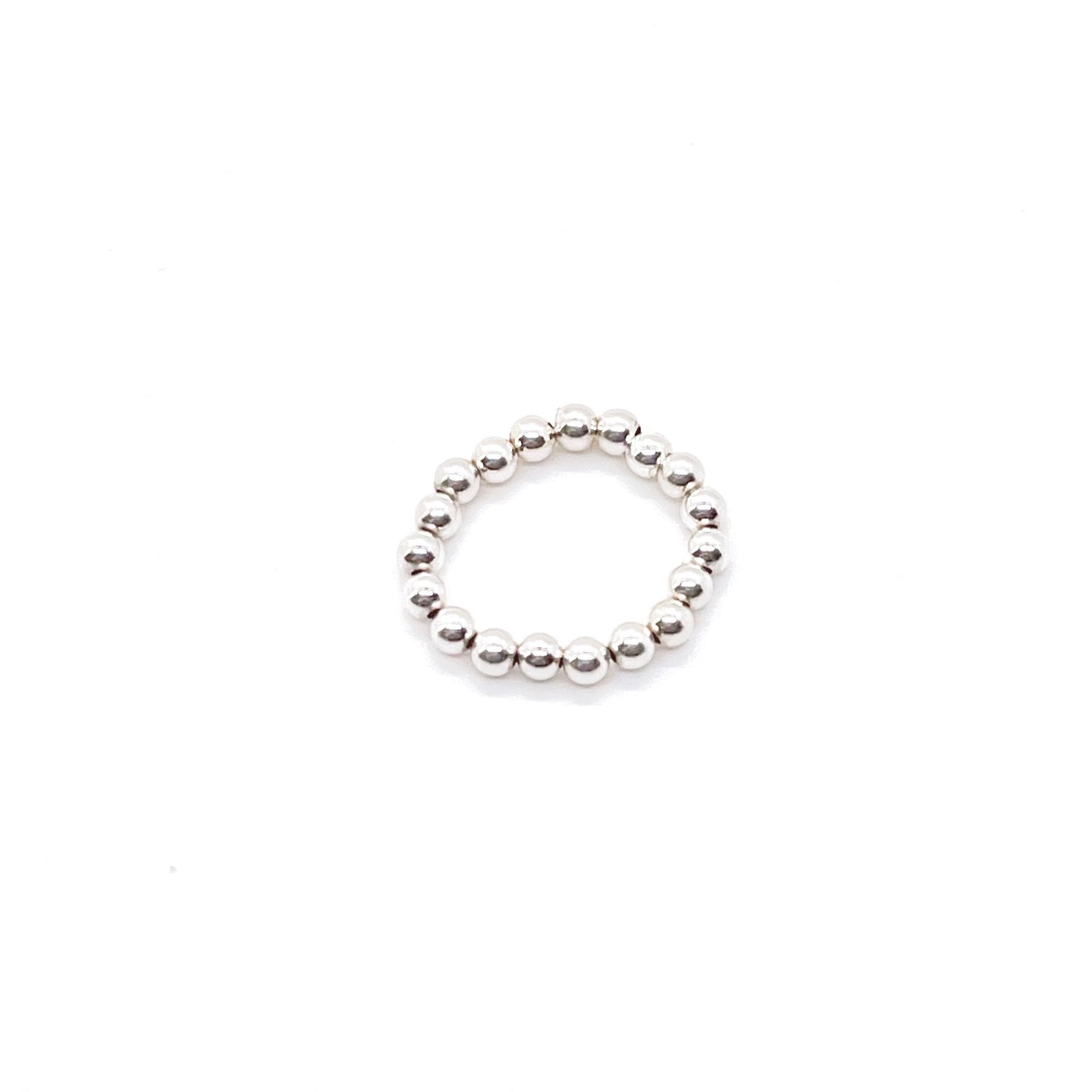 Silver stretch ring with 3mm waterproof sterling silver beads.