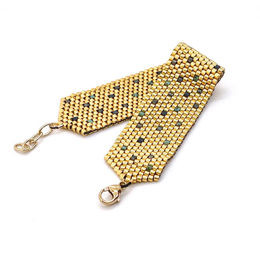 Wide gold metallic woven bead bracelet | Sprinkle bracelet